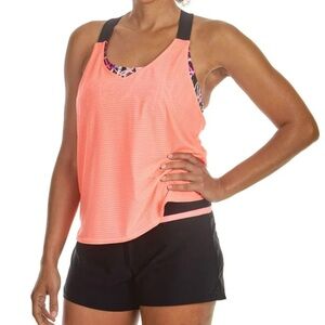 Swimsuit Set Racerback Sports Bra Tankini Swim Short ZeroXposur Orange Size XXL